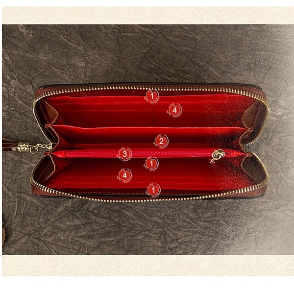 Brown Floral Embossed Leather Wristlet Wallet - Image 6