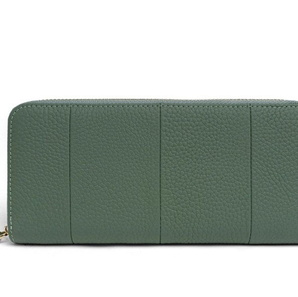 Women's Green Leather Zip Around Wallet - Image 2