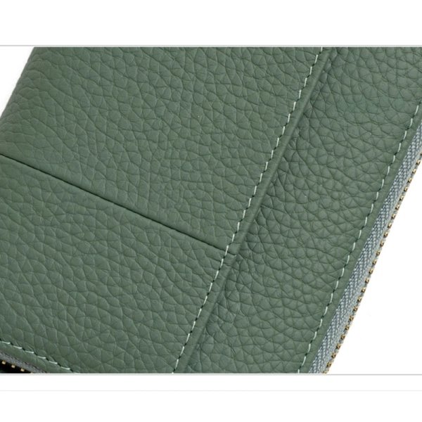 Women's Green Leather Zip Around Wallet - Image 4