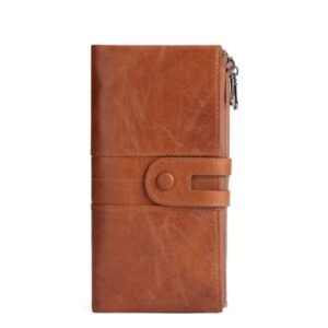 Brown Leather Double Zip Organizer Wallet